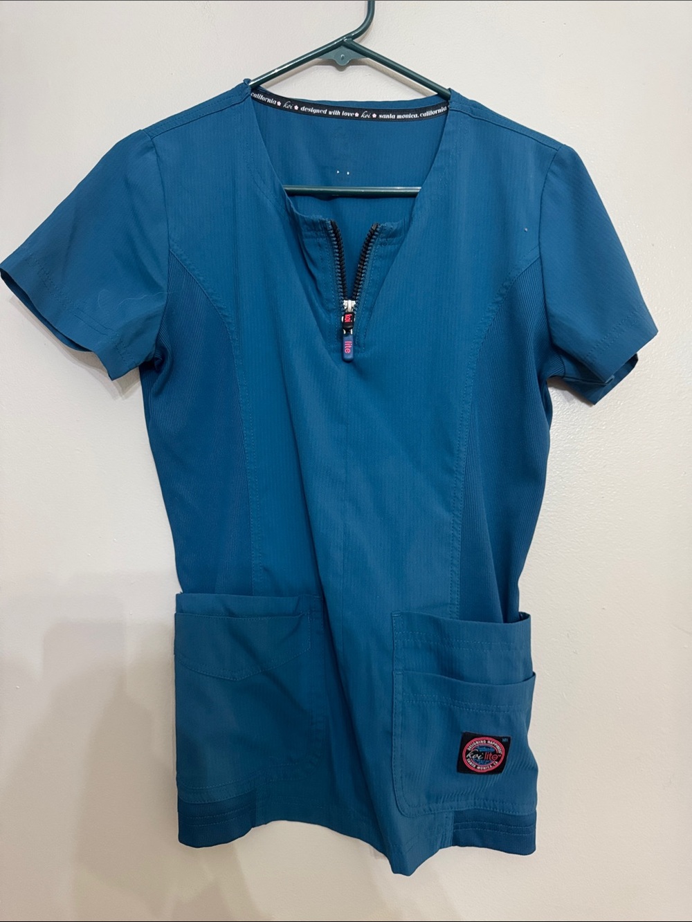 Women's Teal Zip-Front Tunic Top